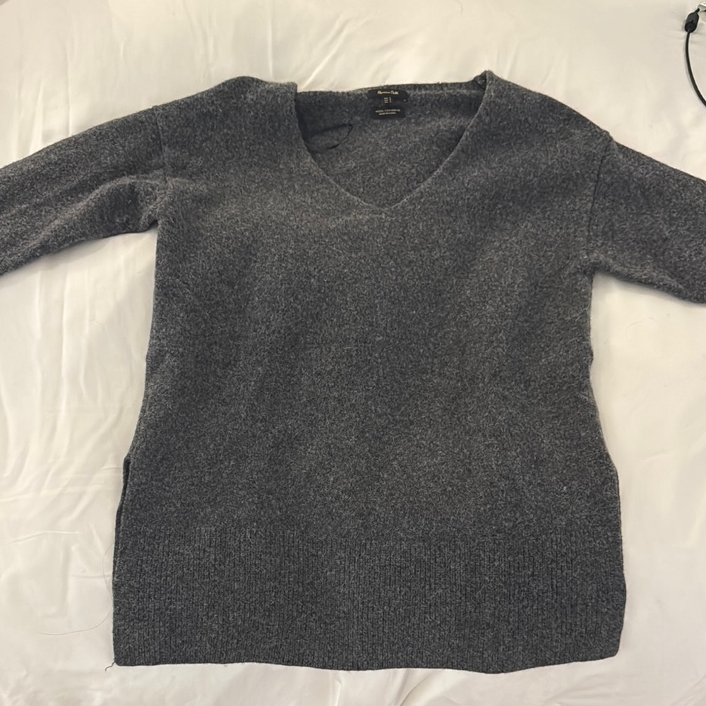 Women's Gray V-Neck Sweater